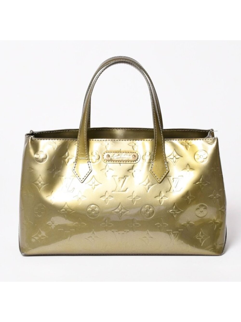 Louis Vuitton Wilshire PM Handbag Brown Patent Monogram Vernis